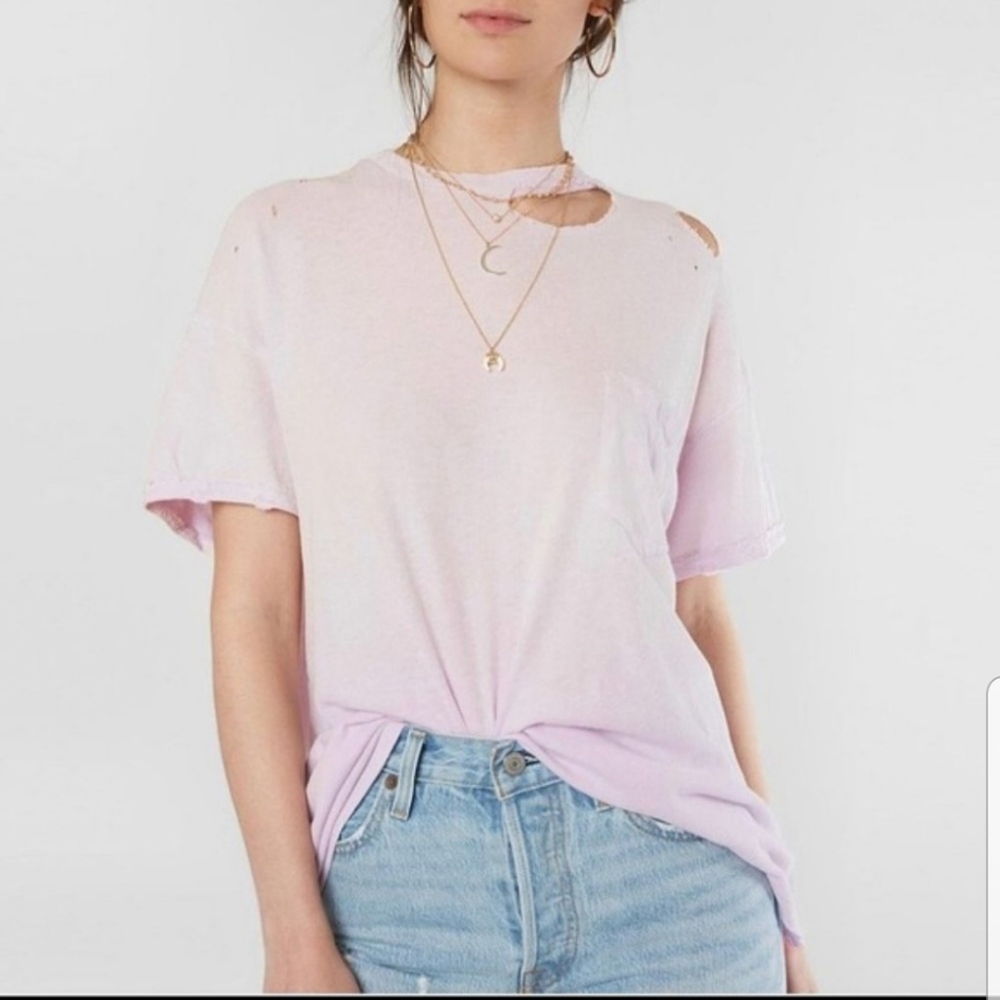 Free People Lucky Distressed Tee